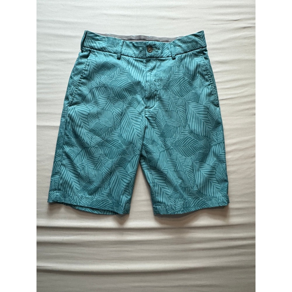 Walter Hagen‎ Mens 30 Perfect 11 Golf Shorts Teal Blue Palm Leaf Tropical Print